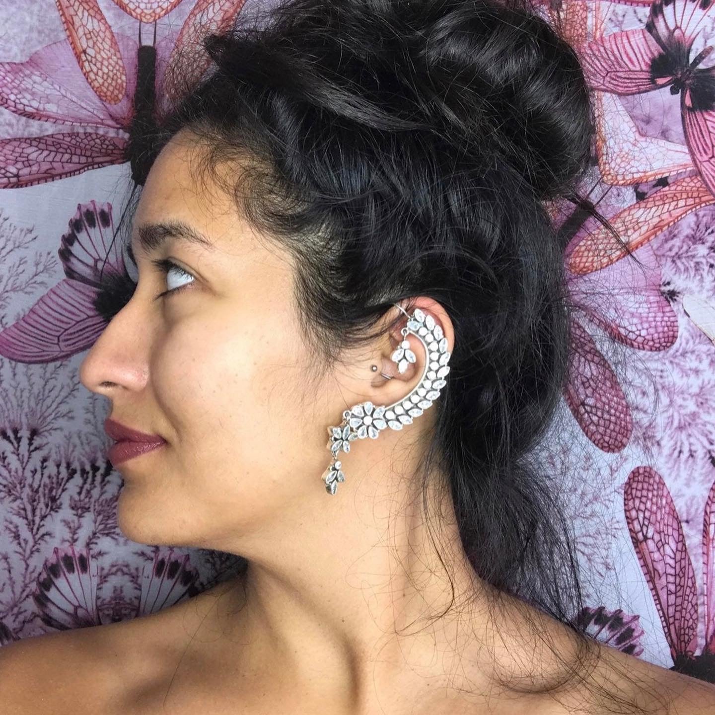 Crystal Quartz Sterling Silver Wrap Earrings