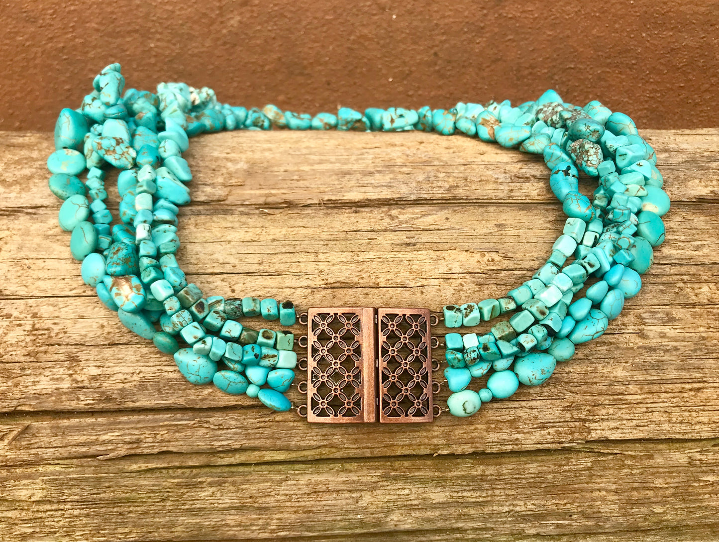 4 rows Howlite Turquoise statement necklace