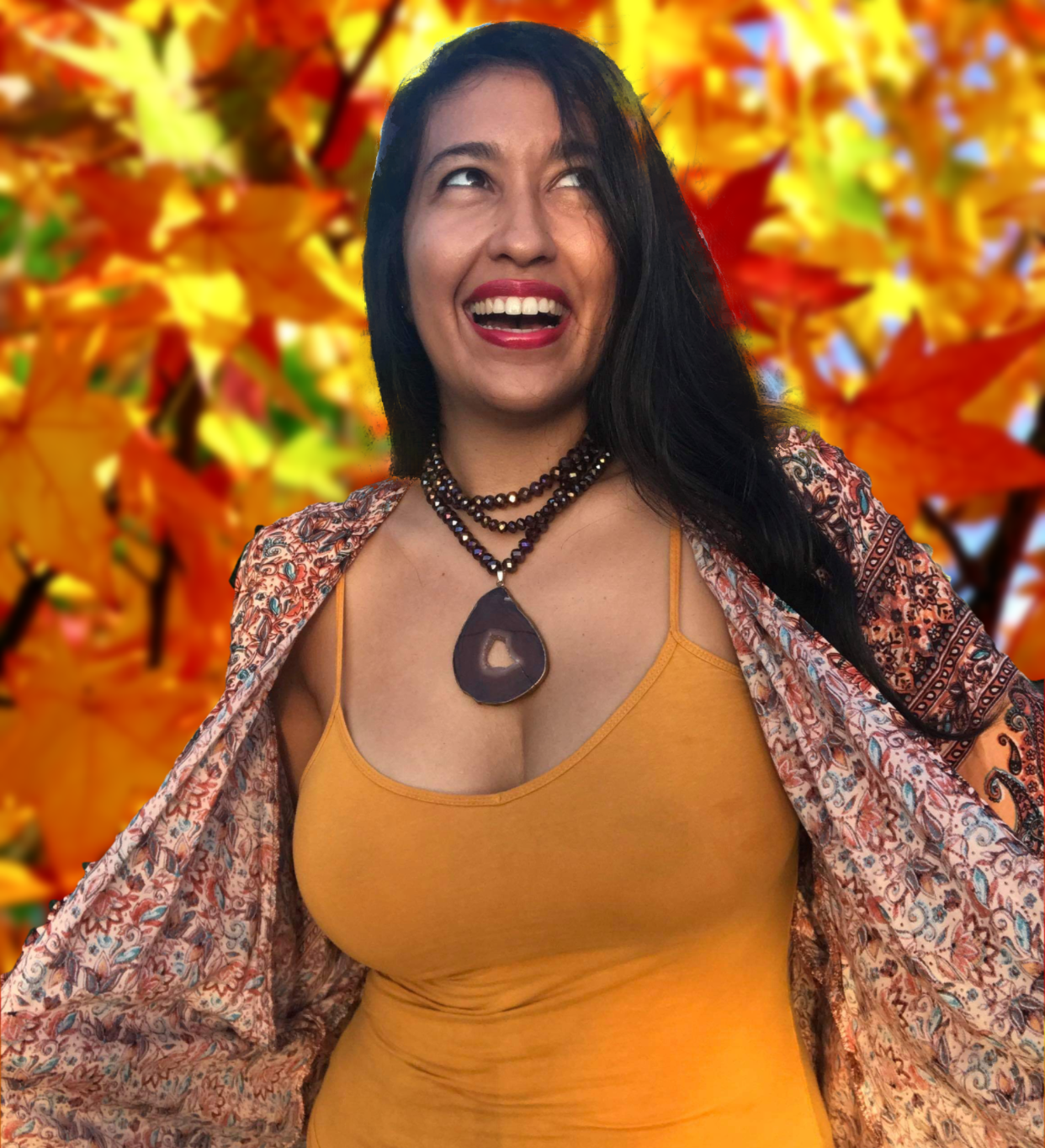 Brown Agate & Crystal Statement Necklace