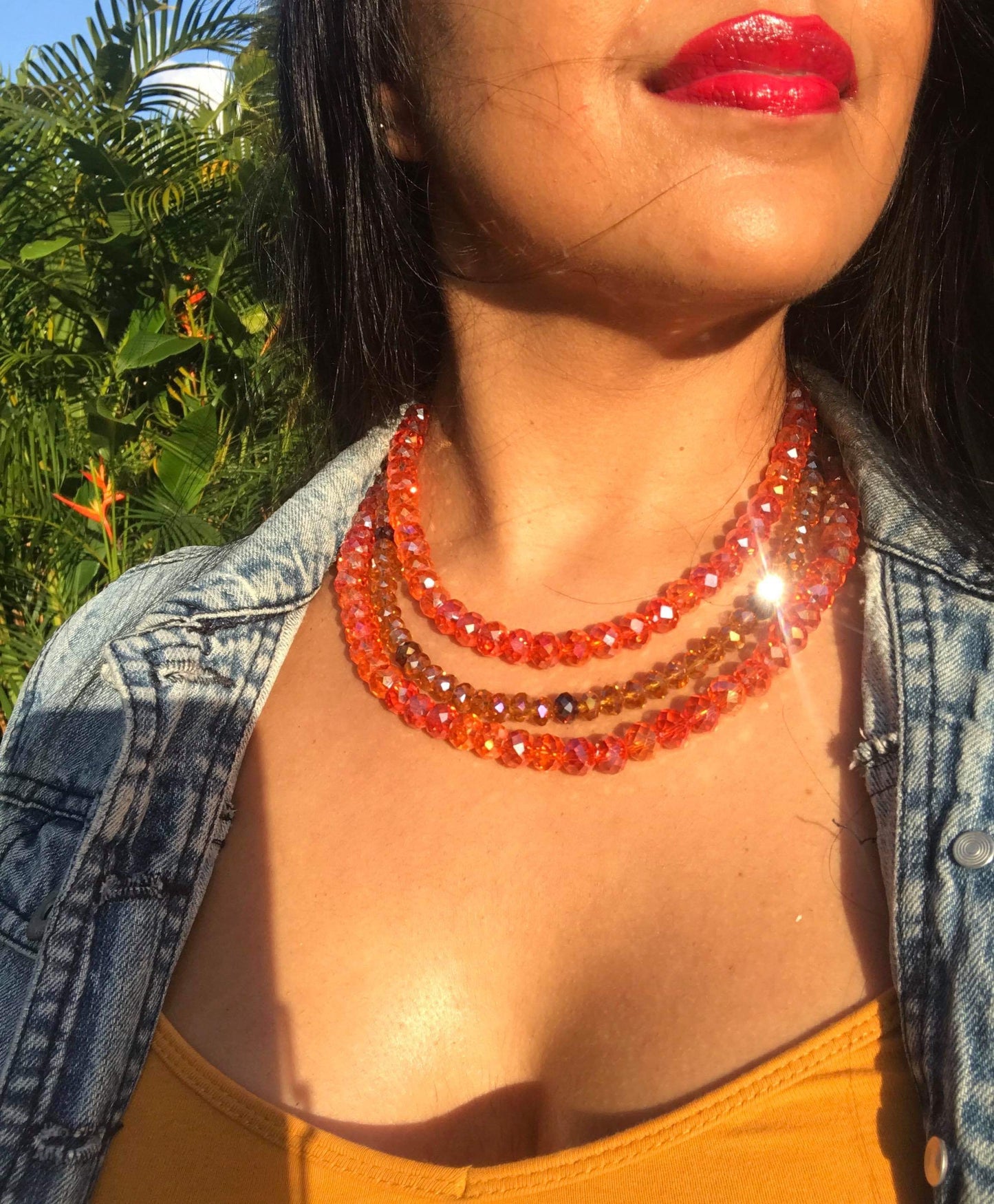 Pumpkin Spice 3 row necklace